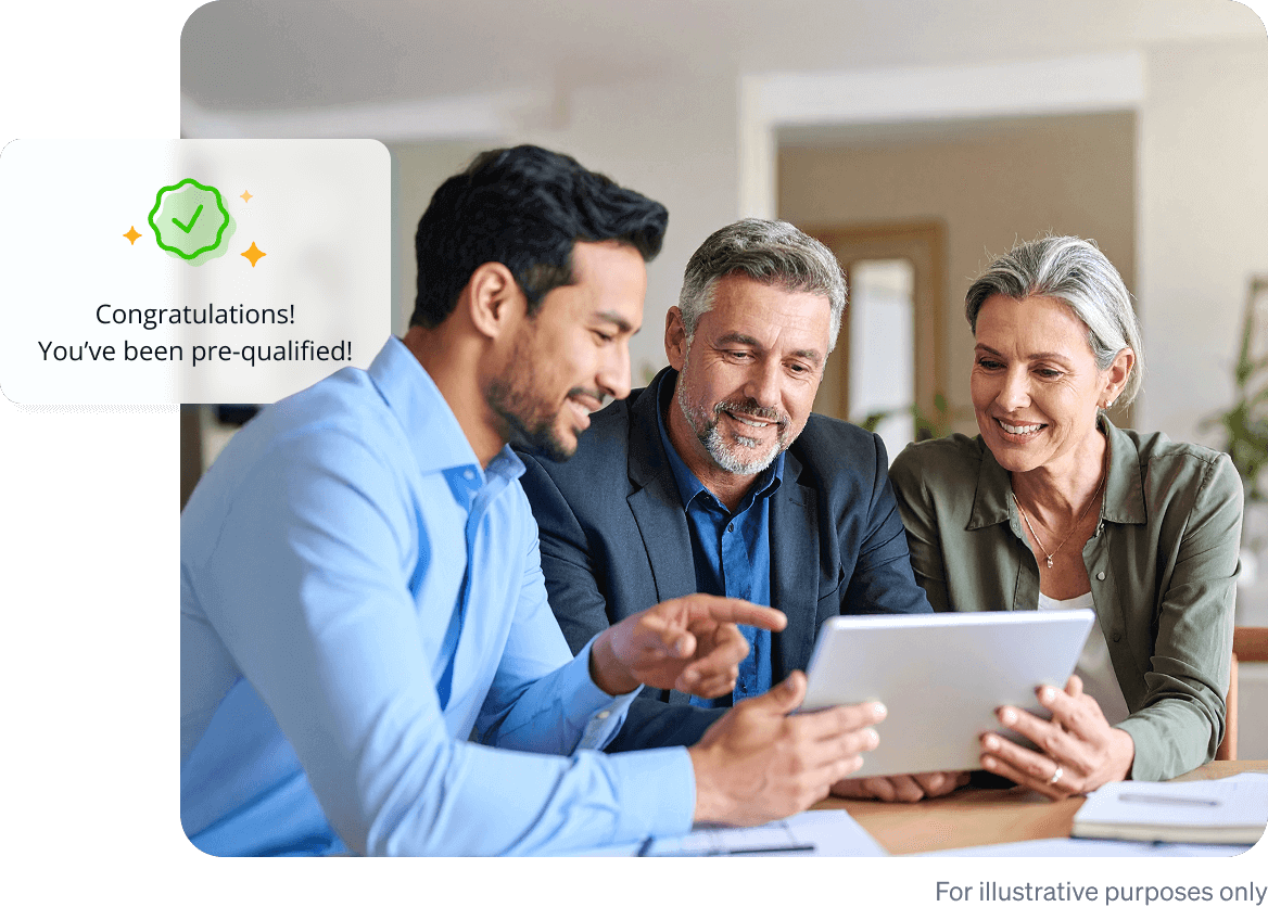 A Contractor is walking customers through a series of loan offers.