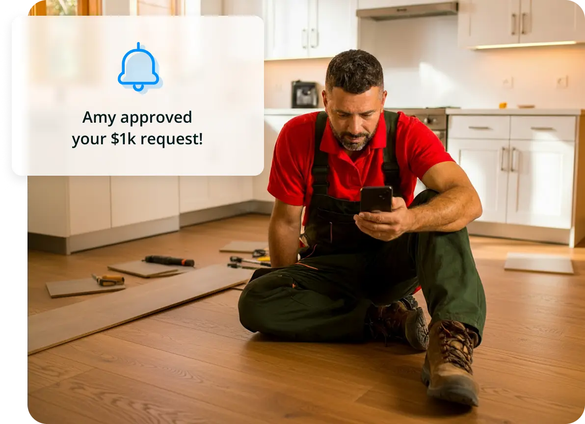 Carpenter requesting $1k from a customer.
