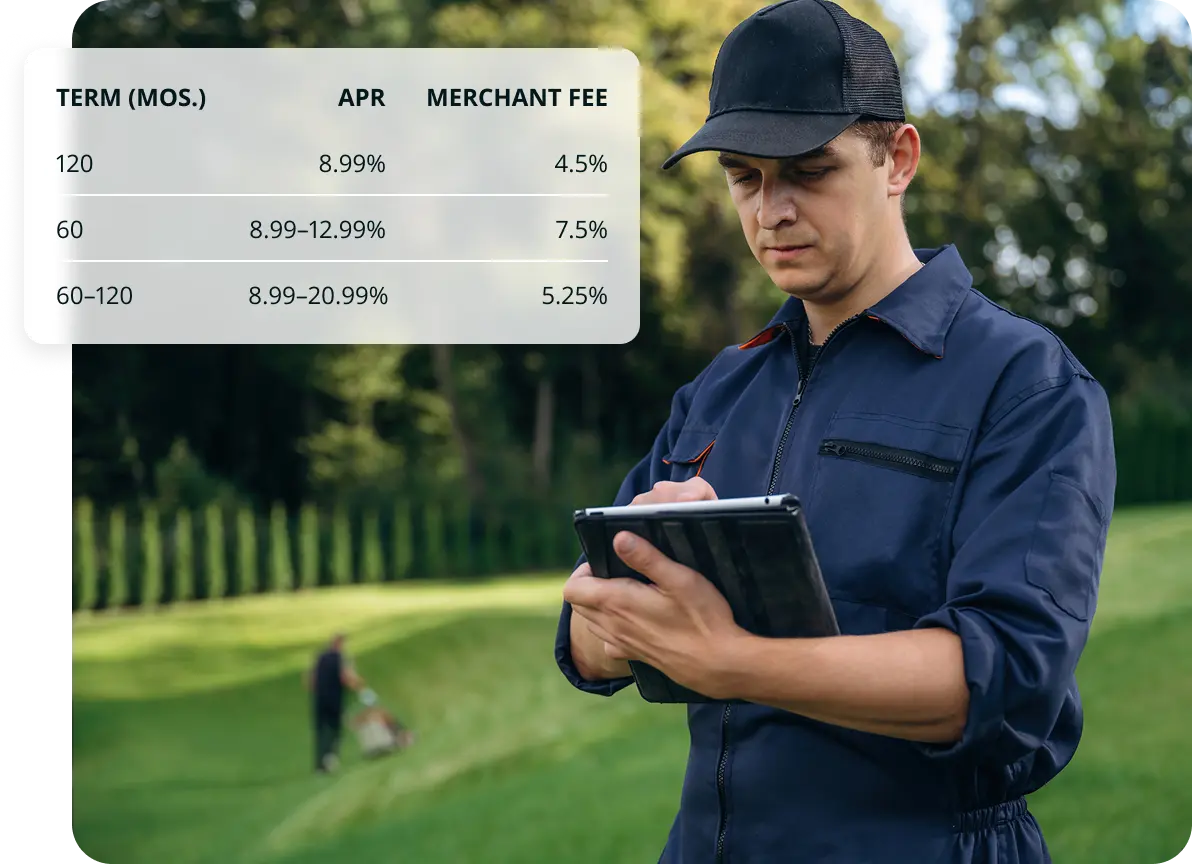 Landscaper reviewing Dealer Fees for loan options 