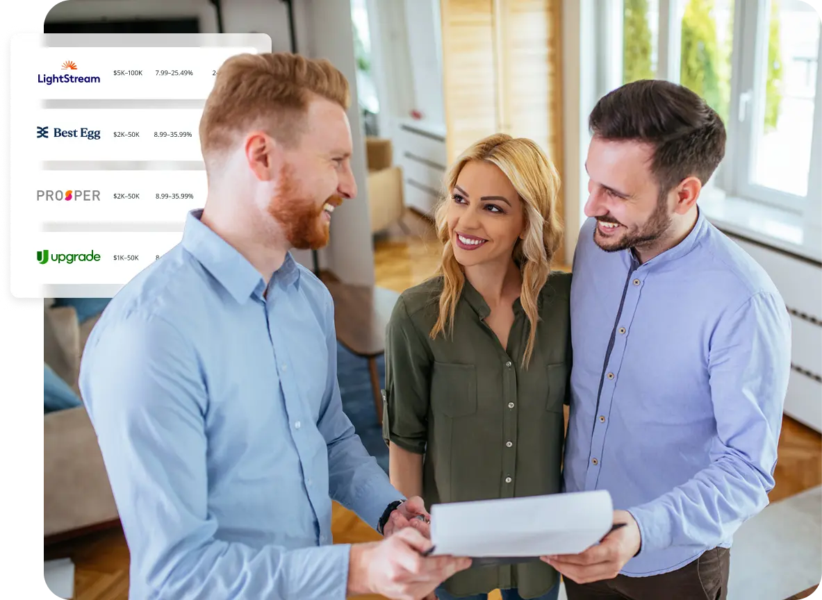 A Contractor working with customers to close a deal with Financing.